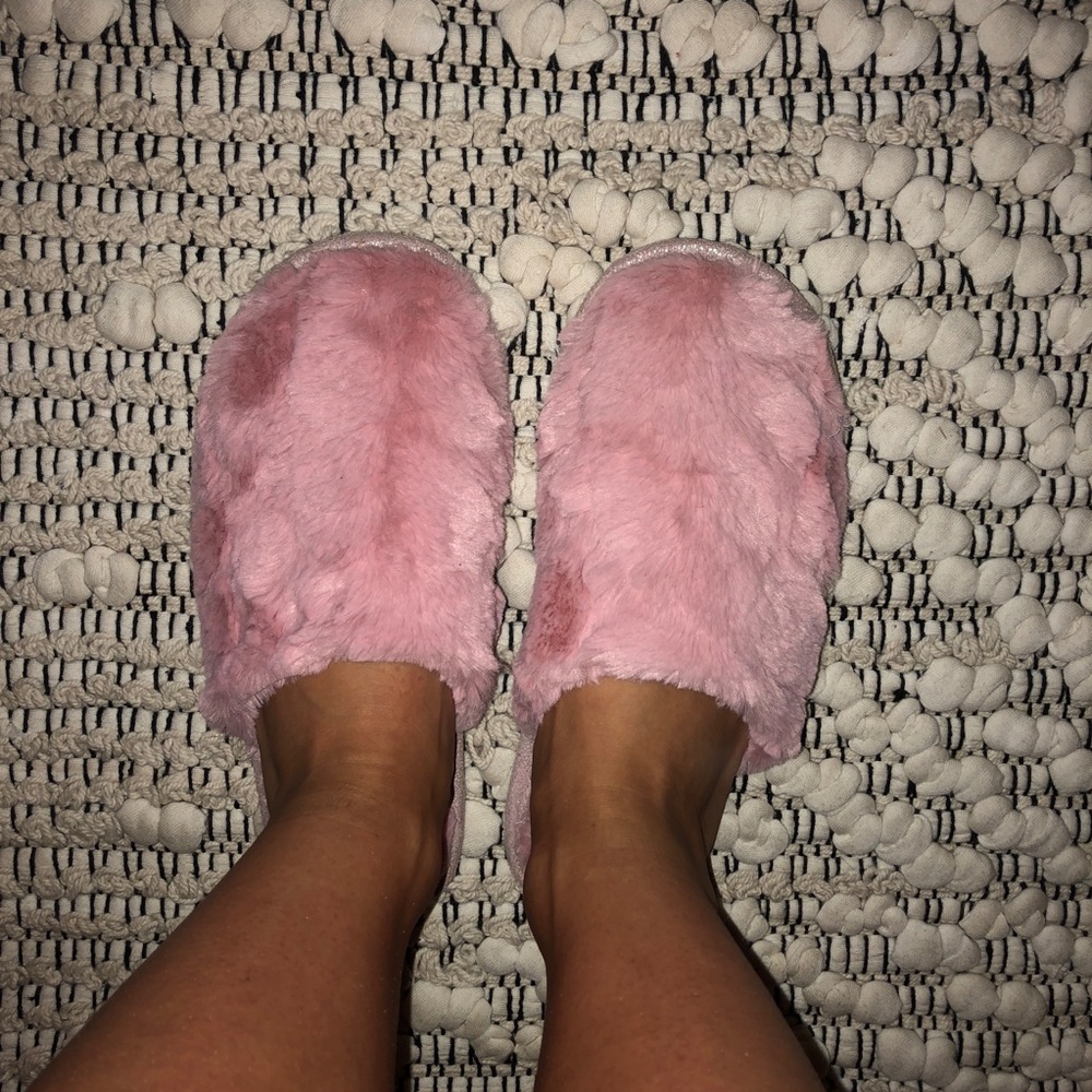 Pink fluffy slippers!!